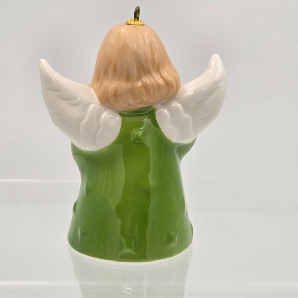 Goebel Hummel Angel Bell Ornament 1990 Green Ceramic Lantern 15th Ed w/Box - Picture 5 of 10